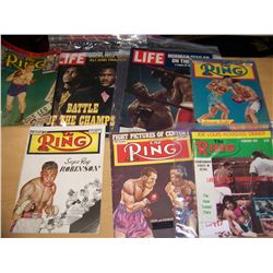 LOT OF (5) CLASSIC VINTAGE RING MAGAZINES W/ (2) LIFE MAGAZINES