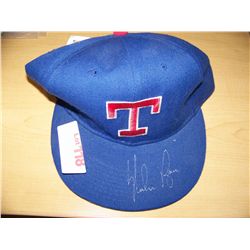 NOLAN RYAN HAND SIGNED TEXAS RANGERS BASEBALL HAT