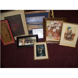 (8) PIECE ASSORTED FINE ART LOT INCLUDING PAINTINGS, PRINTS ALL FRAMED