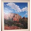 Image 2 : ORIGINAL PAINTING ON CANVAS " YOUNG BOY BEFORE RED ROCK LANDSCAPE W/ CLOUDS" SIGNED LOWER RIGHT 91