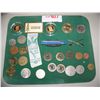 Image 1 : 20+ ASSORTED LOT OF COLLECTIBLE COINS, TOKENS, MEDALS ETC. AS SHOWN