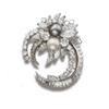 Image 1 : Property of a Lady A DIAMOND AND NATURAL PEARL CLIP BROOCH Designed as a cluster randomly set wit...