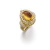 Image 1 : A GOLD, GEM-SET AND DIAMOND RING The oval-shaped cabochon amethyst interchangeable with a similar...
