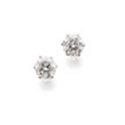 A PAIR OF DIAMOND EARSTUDS Each set with a brilliant-cut diamond weighing 1.07 and 1.15 carats, m...