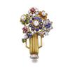 Image 1 : A GOLD AND GEM-SET JARDINIERE BROOCH The flowers and foliage composed of vari-shaped diamonds, ru...