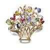 Image 1 : A GOLD AND MULTI-GEM FLOWER BASKET BROOCH The flowers composed of various colored stones, includi...
