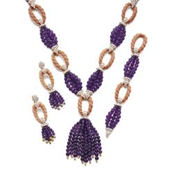 A Fine Collection of Jewelry from the 1960s and 1970s WEYERSBERG A SET OF CORAL, AMETHYST AND DIA...