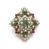 Image 1 : VAN CLEEF & ARPELS AN EMERALD, RUBY AND DIAMOND CLIP BROOCH The lozenge-shaped plaque set with br...