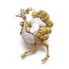 Image 1 : A GOLD, PEARL AND DIAMOND BIRD CLIP BROOCH Modeled as an ostrich, the body pave-set with brillian...