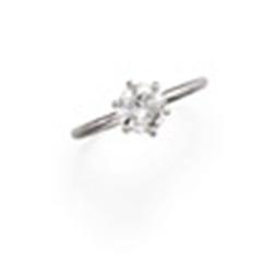 A DIAMOND SOLITAIRE RING The brilliant-cut diamond weighing 1.05 carats to the plain 18K white go...