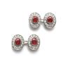 Image 1 : Property of a Lady A RUBY AND DIAMOND DRESS-SET Comprising a pair of cufflinks, designed as oval ...