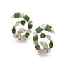 Image 1 : PROPERTY OF A LADY A PAIR OF EMERALD AND DIAMOND EARCLIPS Each designed as a scroll set with rect...
