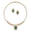 Image 1 : VAN CLEEF & ARPELS A SET OF GOLD, EMERALD AND DIAMOND JEWELRY Comprising a necklace, the front se...