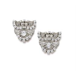 Property of a lady of title PETOCHI A PAIR OF DIAMOND CLIP BROOCHES Of scroll and spray design, s...