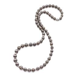 ADLER A TAHITIAN CULTURED PEARL AND DIAMOND NECKLACE Composed of 61 graduated cultured pearls mea...