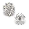 Image 1 : A DIAMOND BROOCH The stylized sun, set with four staggered rows of circular-cut diamonds on knife...
