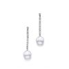 Image 1 : A PAIR OF CULTURED PEARL AND DIAMOND EARPENDANTS Each set with a cultured pearl measuring approxi...