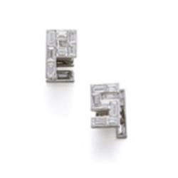 STERLE A PAIR OF DIAMOND CUFFLINKS Each representing PS initials for Pierre Sterle, set with cali...