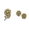 Image 1 : A SET OF YELLOW SAPPHIRE AND DIAMOND JEWELRY Comprising a brooch, designed as a flower, the petal...