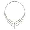 Image 1 : A DIAMOND NECKLACE The front, designed as three rows set with rose and circular-cut diamonds, eac...