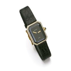 Property of a Lady CHANEL A GOLD AND DIAMOND LADY'S WRISTWATCH The cut-cornered rectangular-shape...