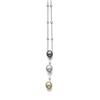 Image 1 : A MULTI-COLORED CULTURED PEARL AND DIAMOND PENDANT NECKLACE Designed as a line set with black, wh...