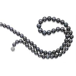 A TAHITIAN CULTURED PEARL NECKLACE Composed of 57 graduated natural color black Tahitian pearls m...