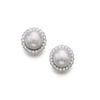 Image 1 : A PAIR OF SOUTH SEA CULTURED PEARL AND DIAMOND EARCLIPS Each set with a cultured pearl measuring ...
