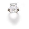 Image 1 : Property of a Lady AN IMPORTANT DIAMOND RING The rectangular-cut diamond weighing 14.61 carats to...