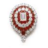 Image 1 : VAN CLEEF & ARPELS A DIAMOND AND RUBY CLIP BROOCH Designed as a rectangular-cut diamond weighing ...