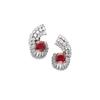 Image 1 : A PAIR OF RUBY AND DIAMOND EARCLIPS Each of scroll design, set with a cushion-shaped ruby weighin...