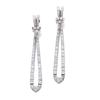 Image 1 : A PAIR OF PLATINUM AND DIAMOND EARPENDANTS Each of ribbon design, channel-set with baguette-cut d...