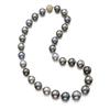 Image 1 : A SINGLE STRAND MULTI-COLORED TAHITIAN CULTURED PEARL AND DIAMOND NECKLACE Composed of 31 graduat...