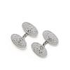 Image 1 : A PAIR OF BELLE EPOQUE PLATINUM AND DIAMOND CUFFLINKS Each of oval pierced chequerboard design an...