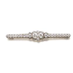 Property of a Lady A BELLE EPOQUE DIAMOND BAR BROOCH The central section designed as a shaped rec...