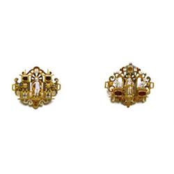 TWO RARE LATE RENAISSANCE GOLD, ENAMEL AND GEM-SET JEWELS Each in an openwork design of scrolls a...