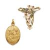 Image 1 : AN ART NOUVEAU GOLD, IVORY, RUBY AND ENAMEL BROOCH/PENDANT AND A GOLD LOCKET The brooch, designed...