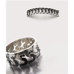RAYMOND TEMPLIER A RARE ART DECO SILVER AND BLACK LACQUER BRACELET The articulated band, designed...