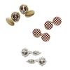 Image 1 : A GROUP OF CUFFLINKS The first pair, each designed as 18K gold circular-shaped buttons decorated ...