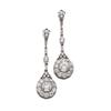 Image 1 : Property of a Lady A PAIR OF DIAMOND AND PEARL EARPENDANTS Each designed as an old European-cut d...