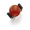 Image 1 : AN ART DECO CORAL AND ONYX RING Set with a coral cabochon enhanced by onyx shoulders, mounted in ...