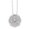 Image 1 : A PLATINUM AND DIAMOND PENDANT NECKLACE The circular-shaped pierced plaque with diamond set flora...