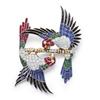Image 1 : AN EXQUISITE ART DECO MULTI-GEM BROOCH Modeled as two maccaws perched on a diamond set branch, th...