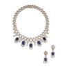 Image 1 : Property of a Lady GERARD A SUITE OF SAPPHIRE AND DIAMOND JEWELRY Comprising a necklace, designed...