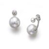 Image 1 : A PAIR OF NATURAL PEARL AND DIAMOND EARRINGS Each set with a natural white bouton pearl measuring...