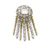 Image 1 : A DIAMOND AND YELLOW DIAMOND BROOCH Designed as an oval-shaped flat diamond weighing approximatel...
