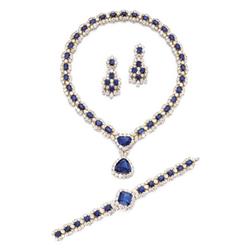 Property of a Lady GRAFF A SAPPHIRE AND DIAMOND SUITE Comprising a necklace, composed of a series...