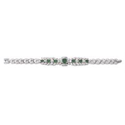 CARTIER AN EMERALD AND DIAMOND BRACELET The central section set with seven graduated rectangular-...