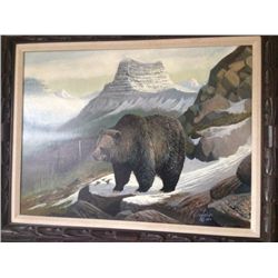 Original Oil Ron Jenkins  Grizzly in Glacier Park 