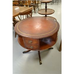 Antique Round Carosel Leather Top Table